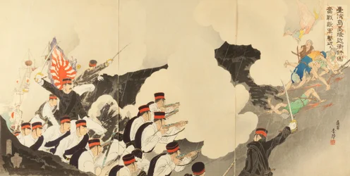 Gwardia cesarska pokonuje wroga w ciężkiej walce w Jilong na wyspie Tajwan